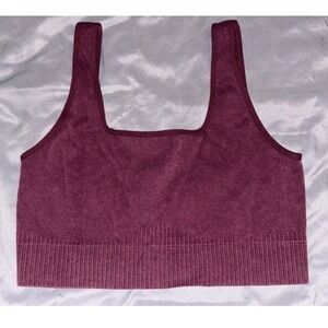 JoyLab Burgundy Ribbed Comfort Lounge Bra, Size XL